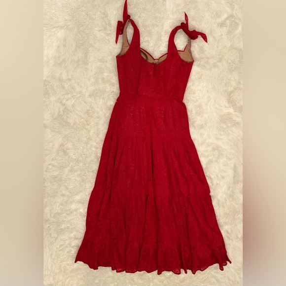 NWOT NADINE MERABI Miranda Belted Red Gown Sz 8 - Picture 5 of 6